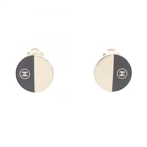 CHANEL Authentic Black Logo Earrings
